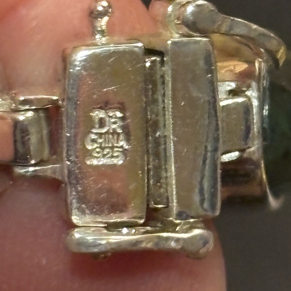 Vintage, Jay King, Silver, Pink Thulite & Nephrite Jade Reversible Link Bracelet - Picture 7 of 8